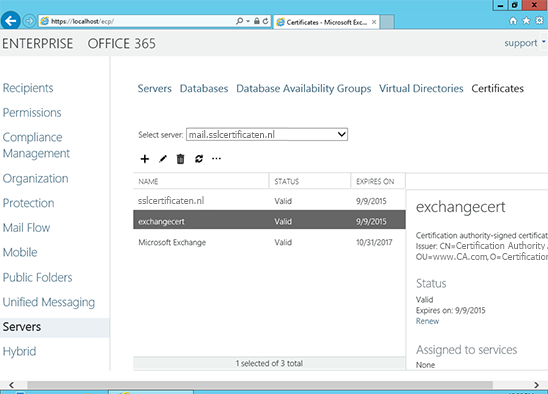 Exchange 2013 SSL-certifikatinstallation