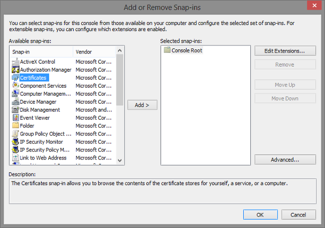 IIS - Installation rod og intermediate certifikater