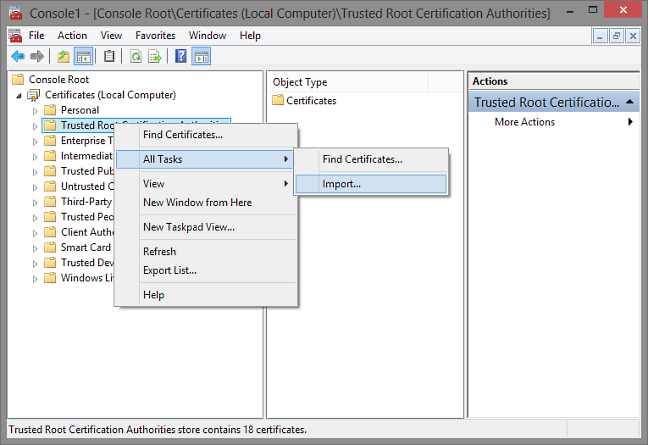 IIS - Installation rod og intermediate certifikater