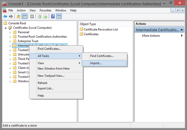 IIS - Installation rod og intermediate certifikater